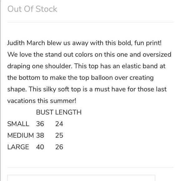 Judith March Multicolor one sleeve blouse with blouson waist. Size Lg - Picture 12 of 12